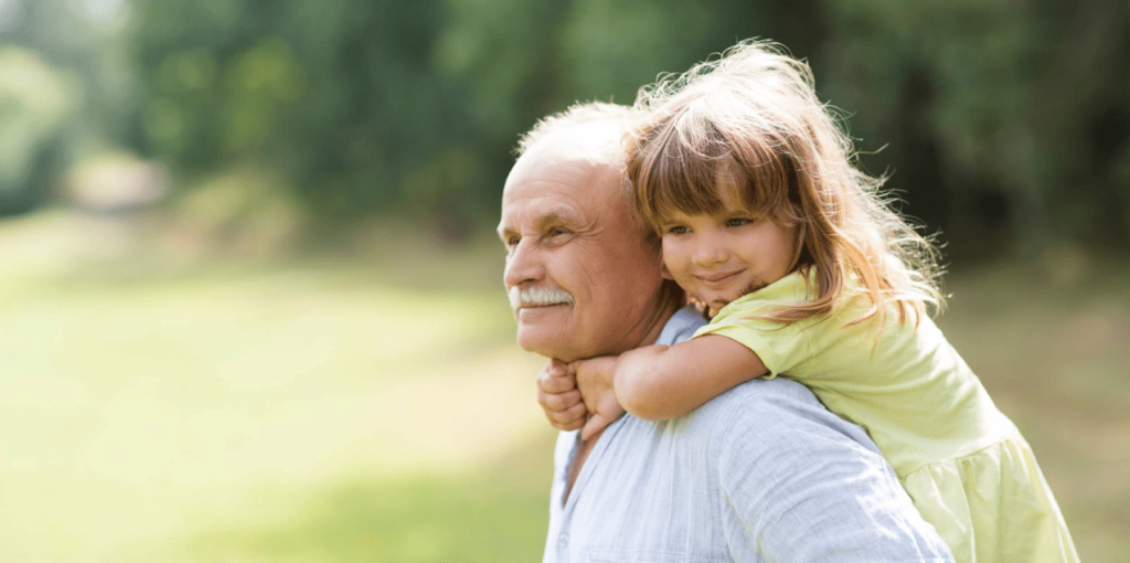 grandfather and children